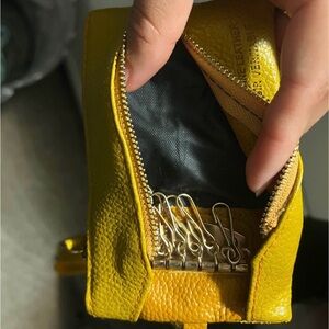 Yellow Leather Key Holder